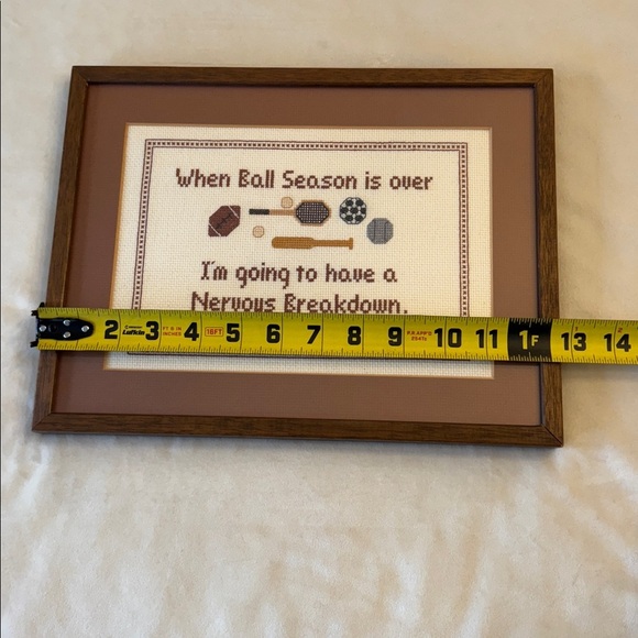 Adorable Framed Sports Quote Cross-Stitch Wall Art - Picture 7 of 8